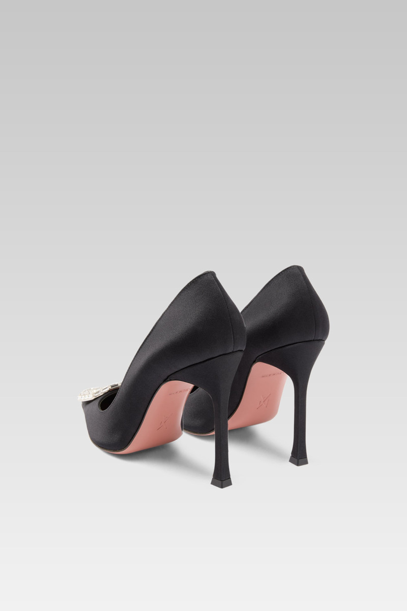 CAMELIA PUMP 105 BLACK SATIN AND WHITE BUCKLE 5
