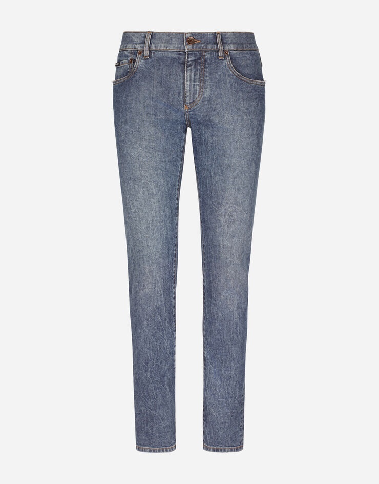 Light blue wash skinny stretch jeans - 1