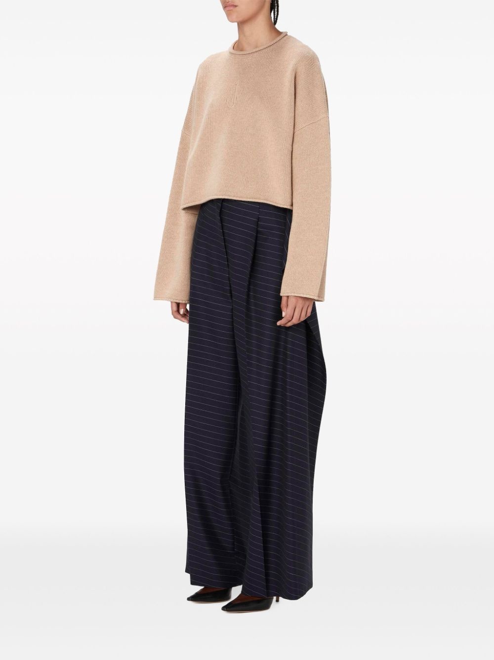 logo-embroidered cropped jumper - 2
