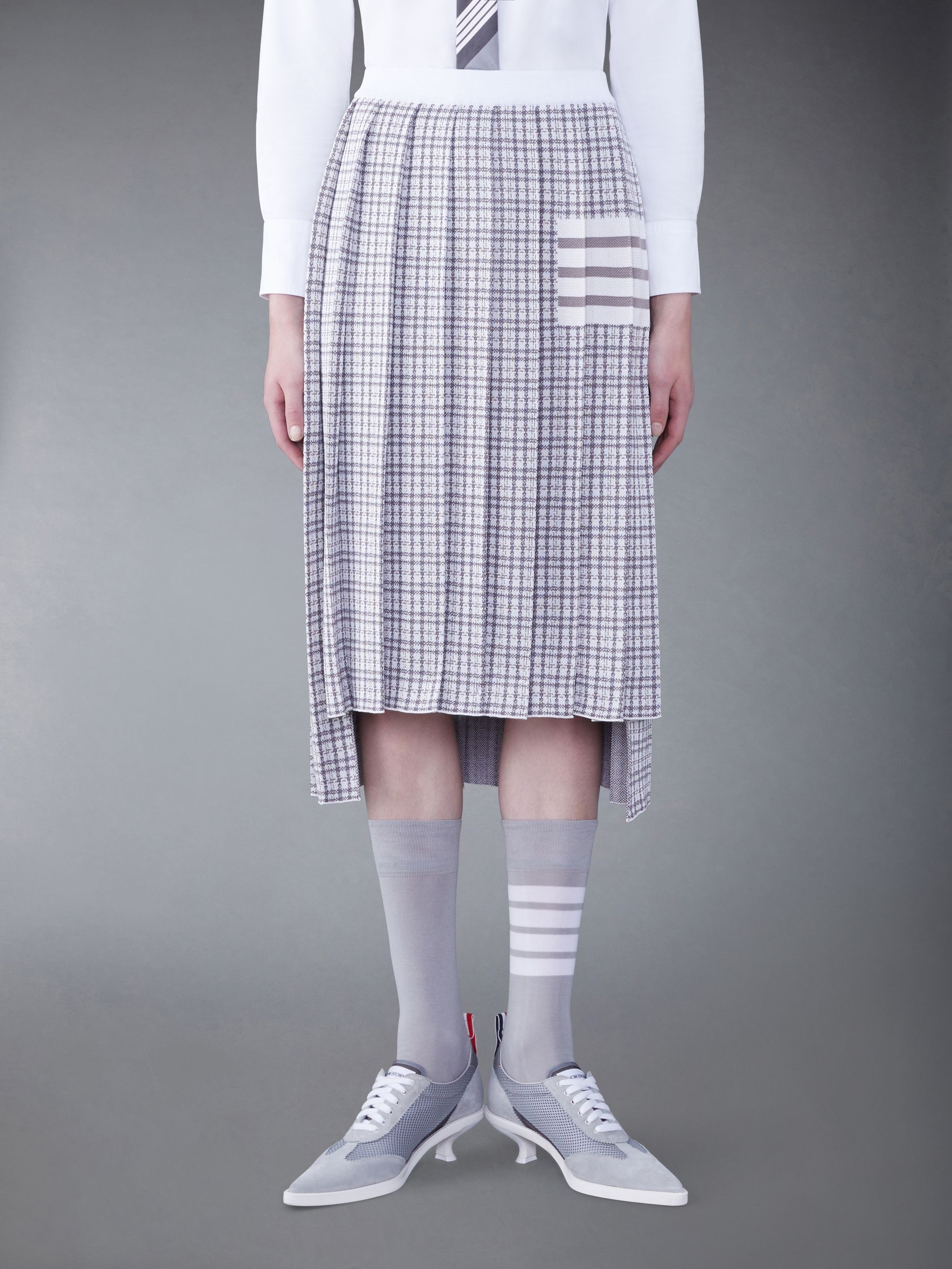THOM BROWNE '4 bar’ skirt Thom Browne 4-Bar Pleated Mini Skirt | Grey | FARFETCH