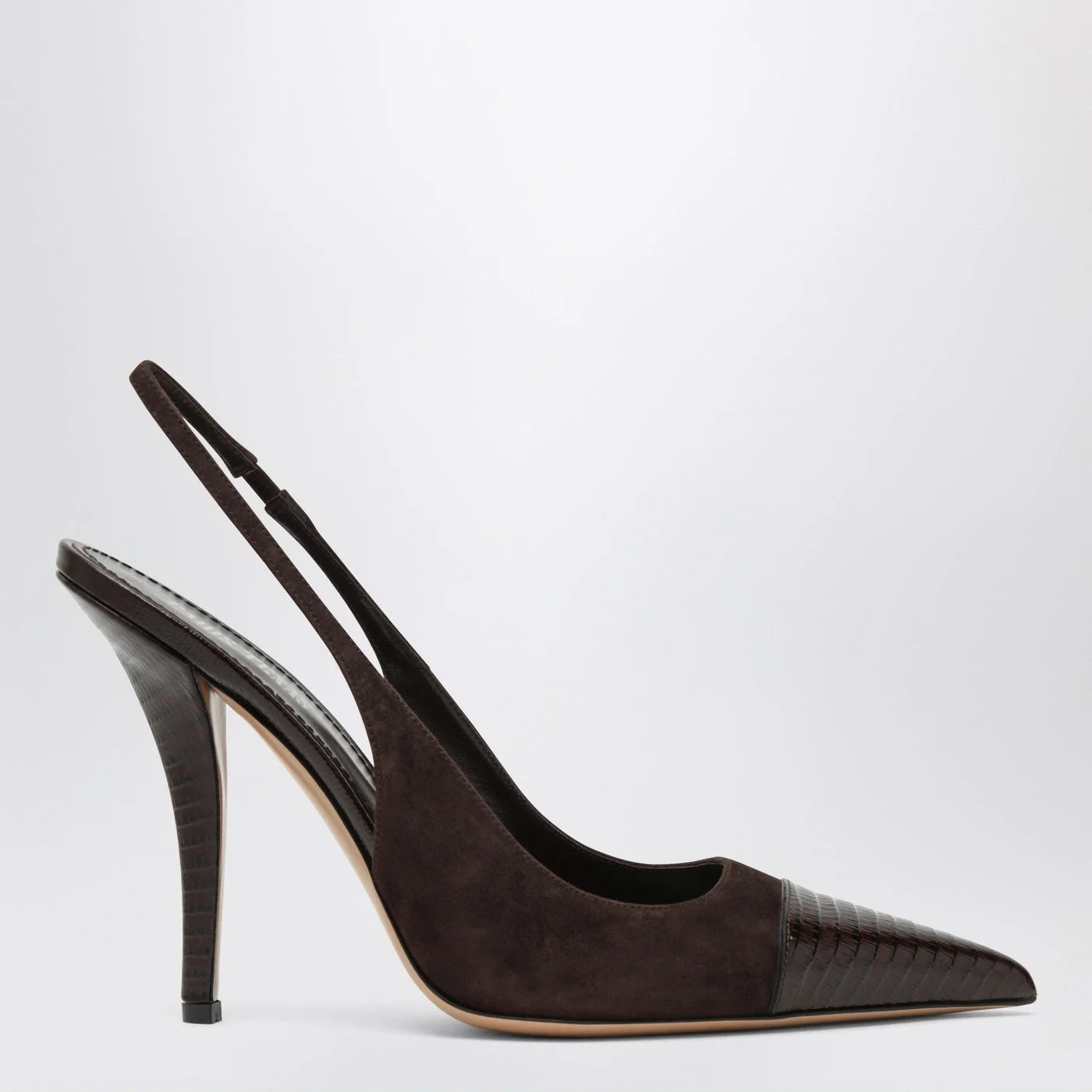 Brown suede and leather slingback - 1