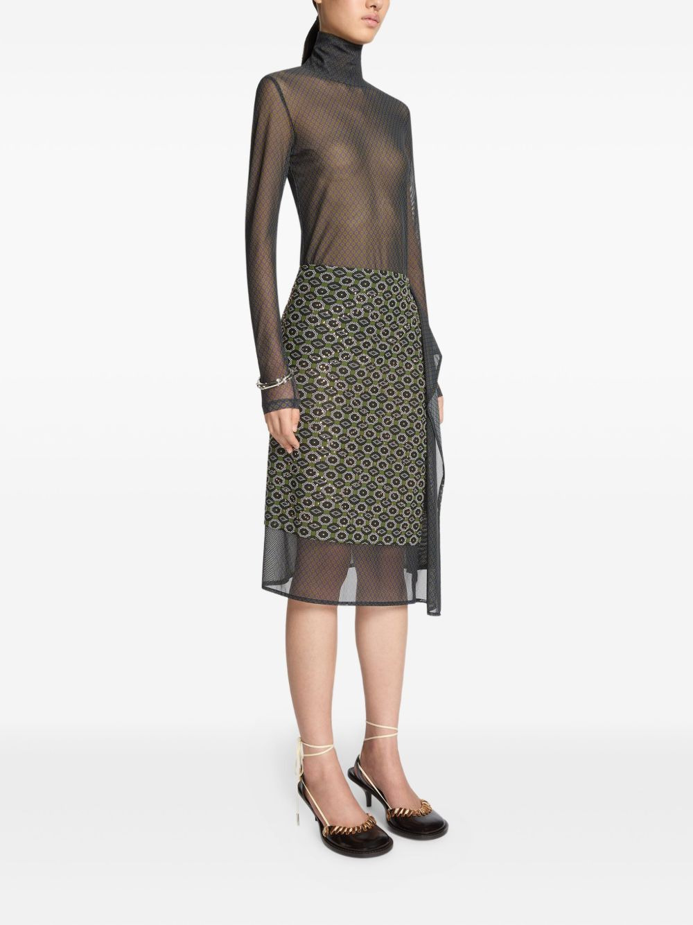 geometric-pattern midi skirt - 2