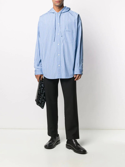 BALENCIAGA pinstriped hooded cocoon shirt outlook