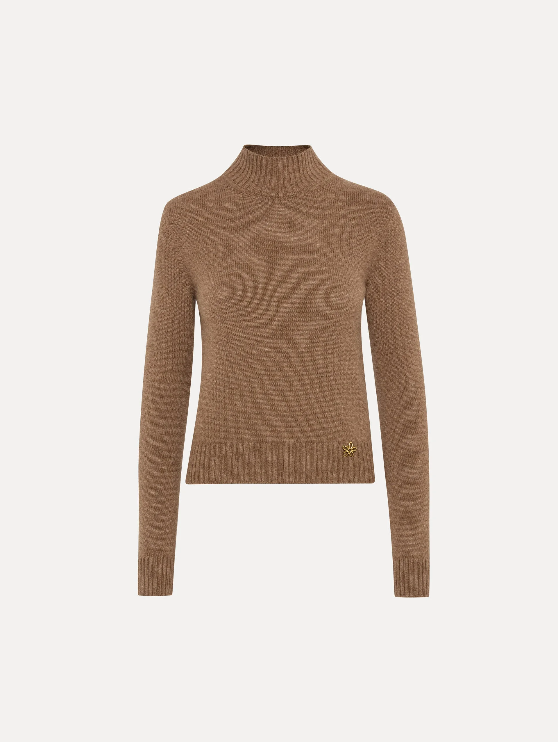 O FLOWER MOCK NECK CASHMERE PULLOVER - 1