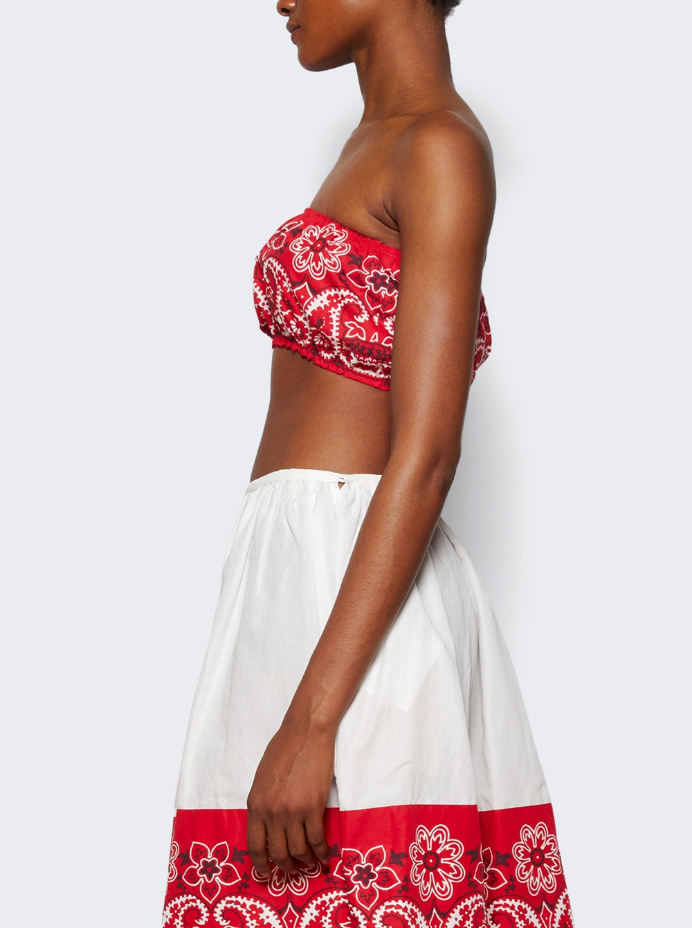 Printed Poplin Bra Top Rosso And Bianco - 3