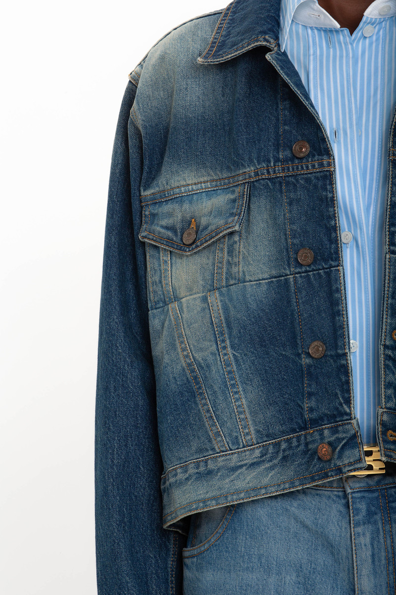 Cropped Denim Jacket In Heavy Vintage Indigo Wash 5