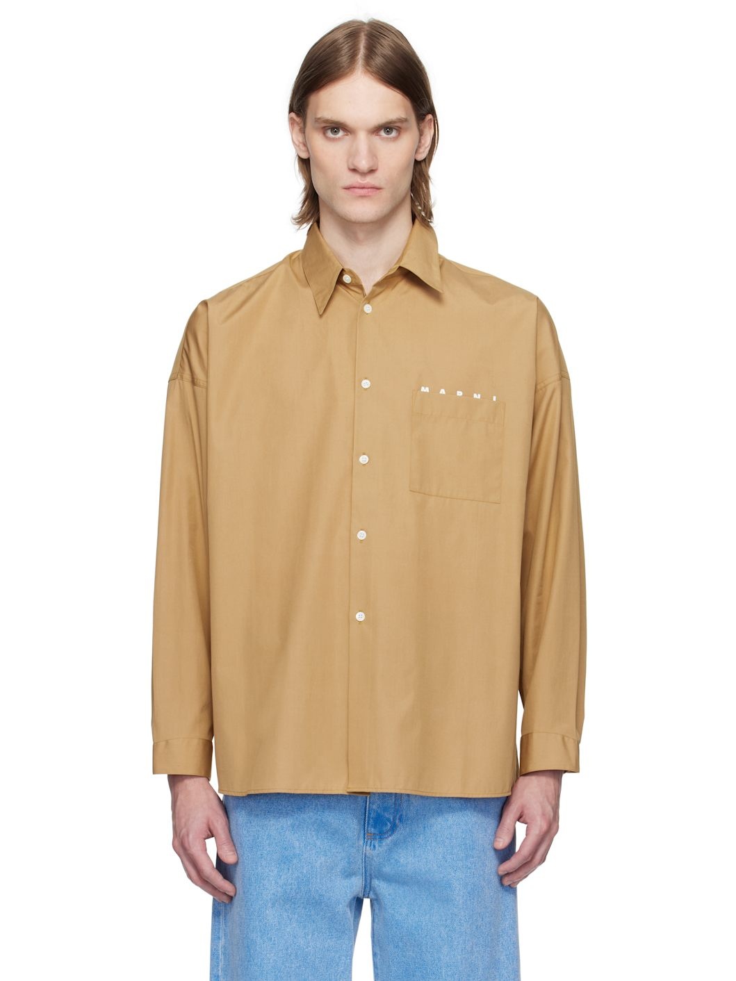 Tan Peeping 'Marni' Logo Shirt - 1
