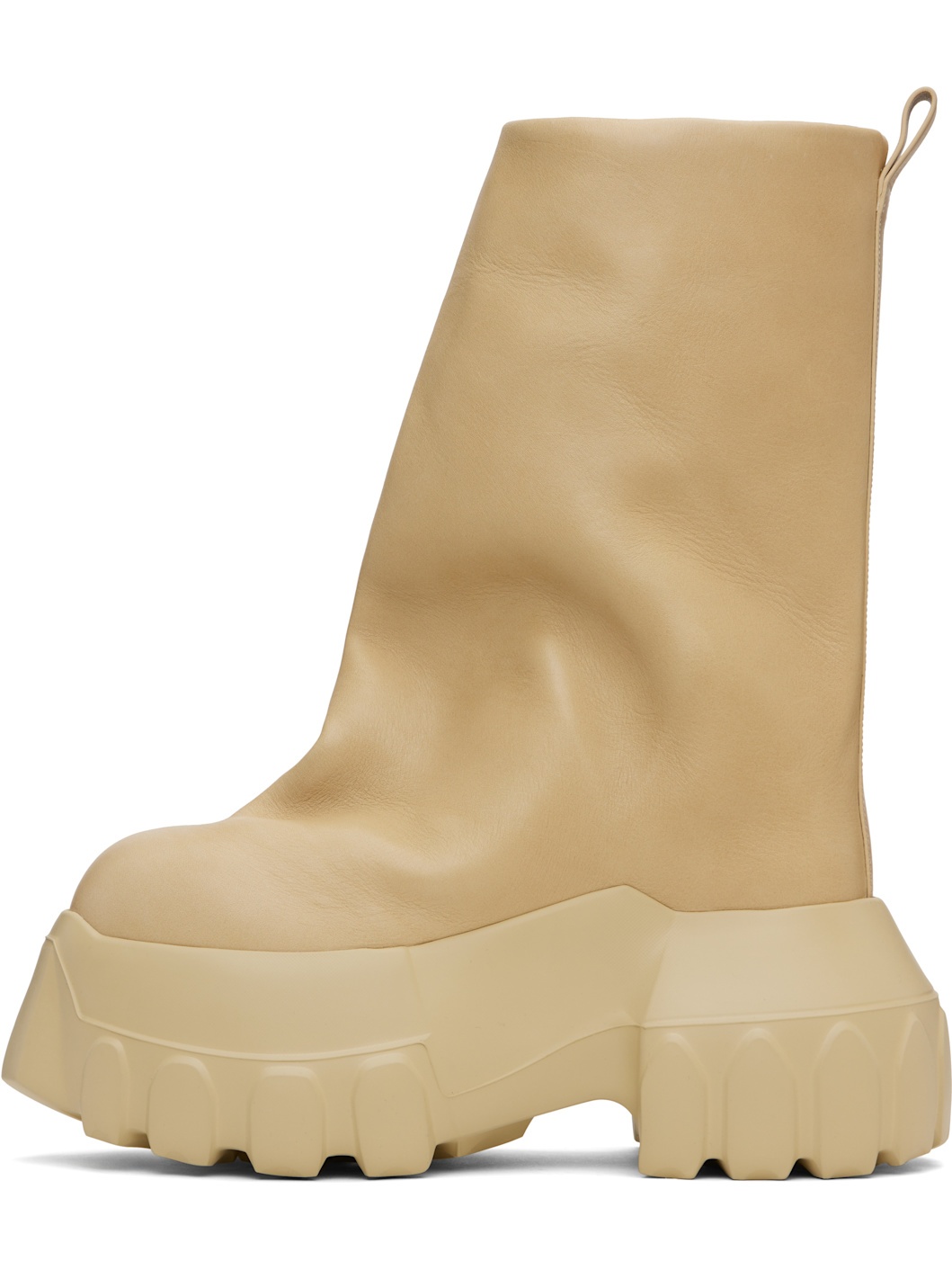 Beige Hollywood Flared Mega Tractor Boots - 3