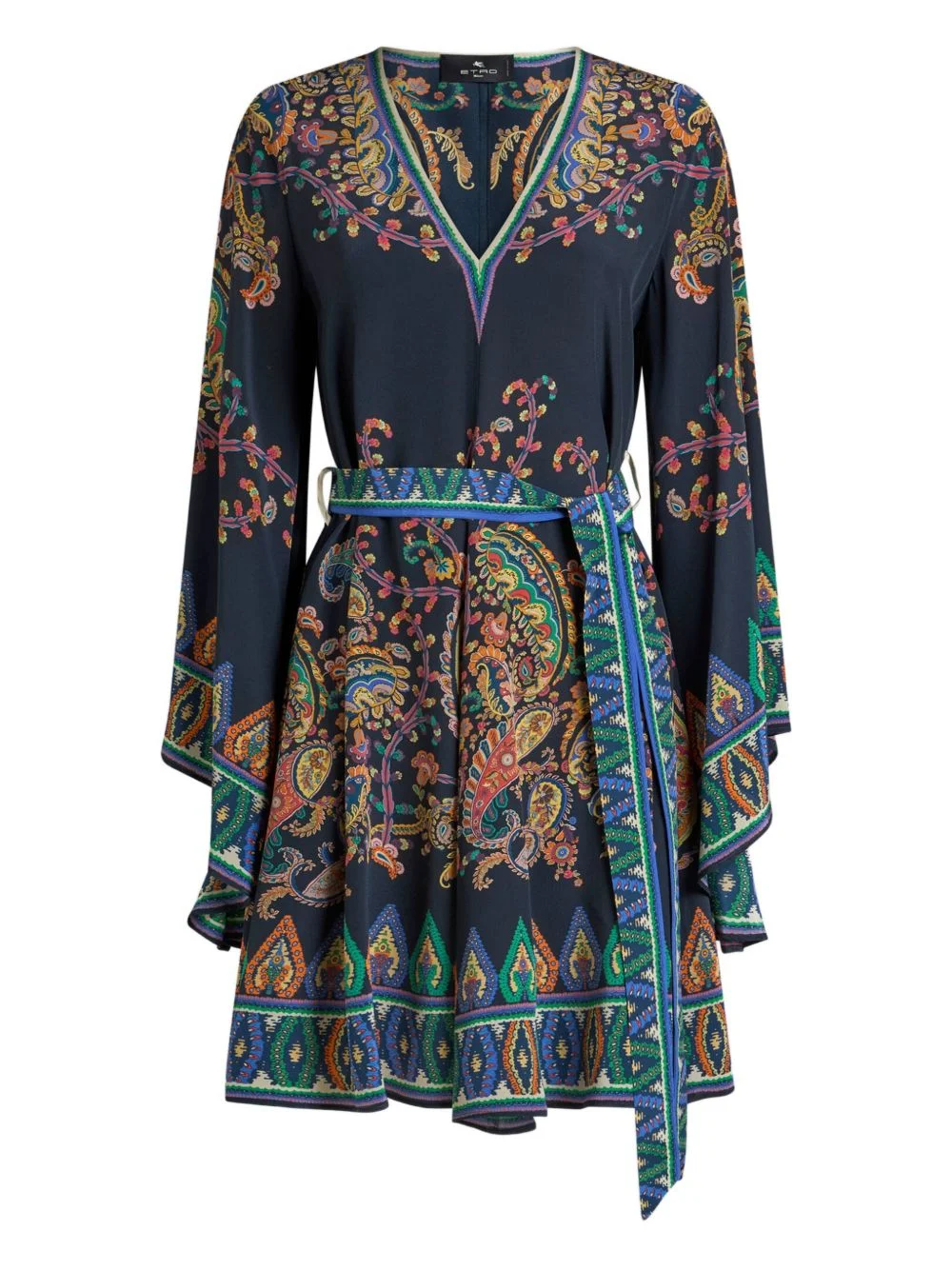 paisley-print V-neck dress - 1