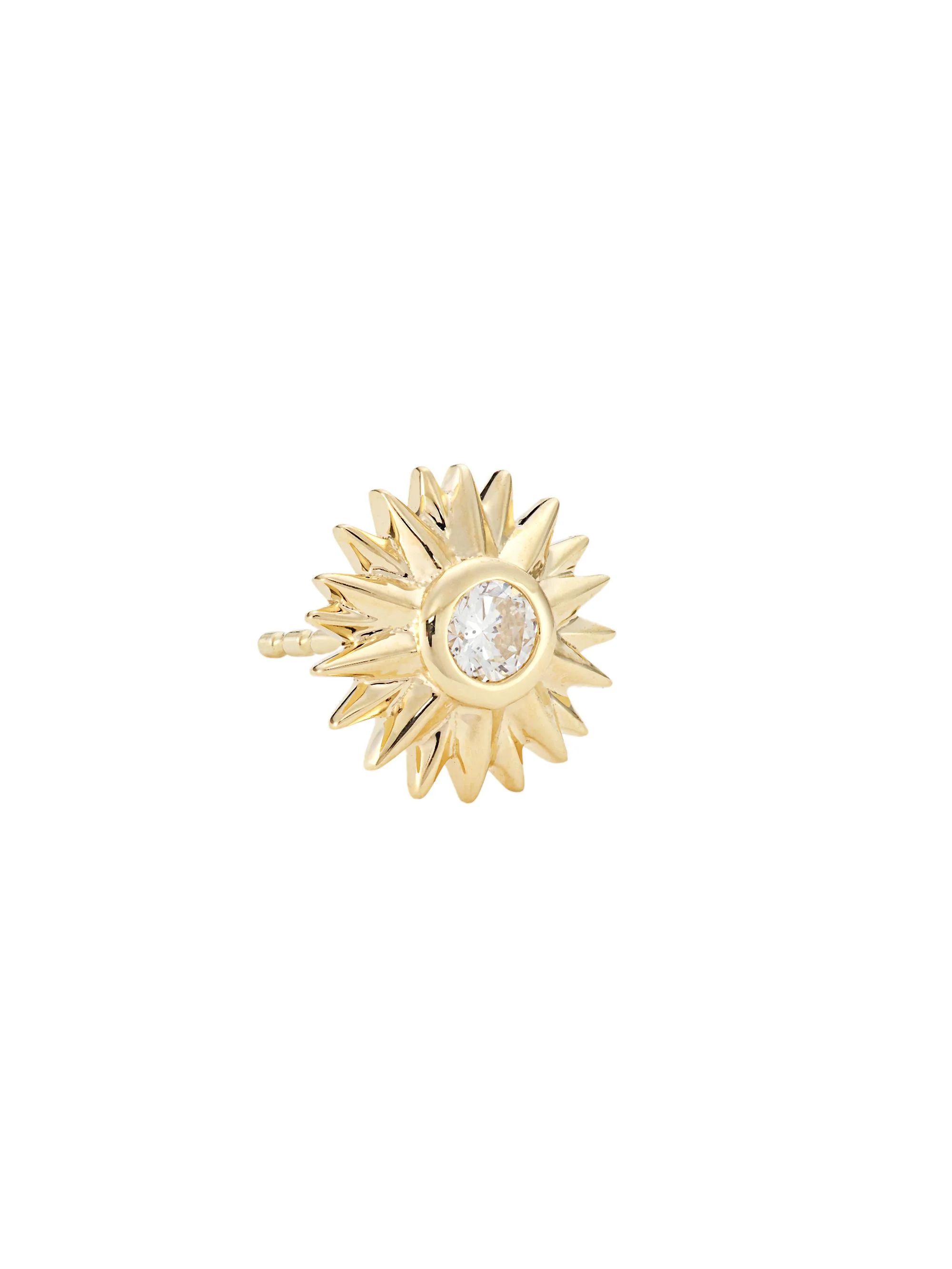 Women's 14K Yellow Gold & Diamond Starburst Stud Earrings - 1