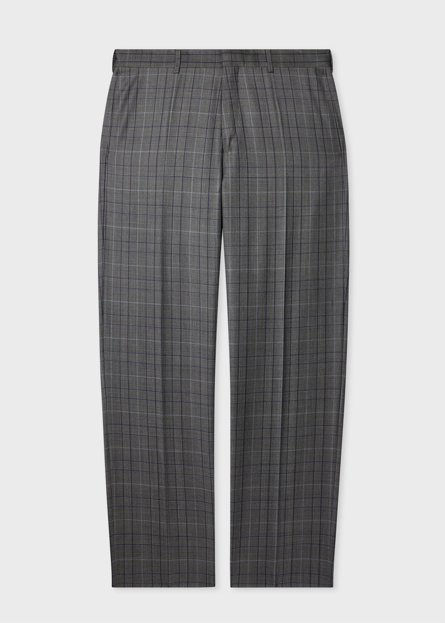 Straight-Fit Grey Wool Check Trousers - 1