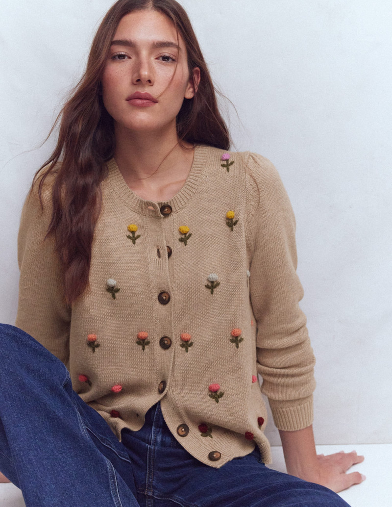 Davina Puff Sleeve Cardigan-Chinchilla Embroidery 1