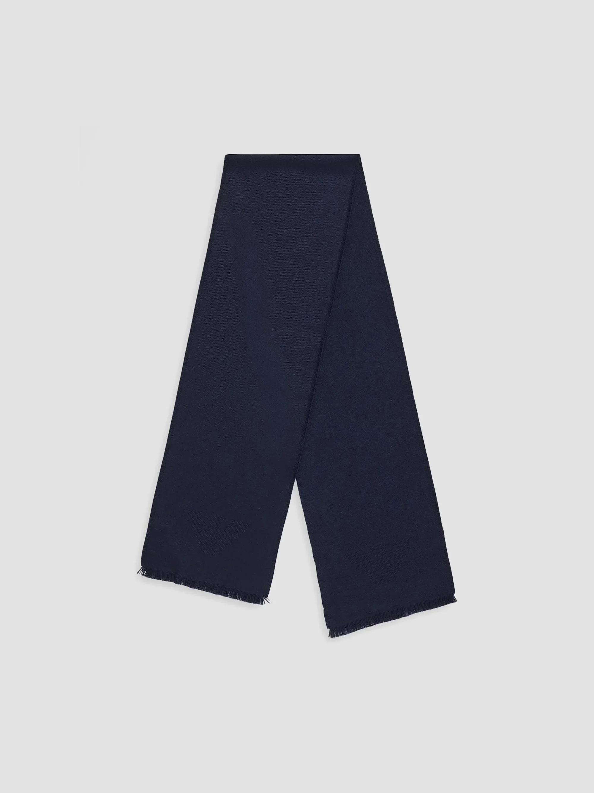 Men's Eyelash-Fringe Wool Scarf - Blue - 1