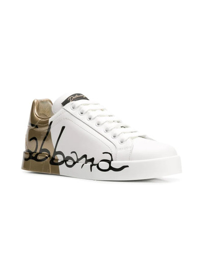 Dolce & Gabbana gold logo printed sneakers outlook