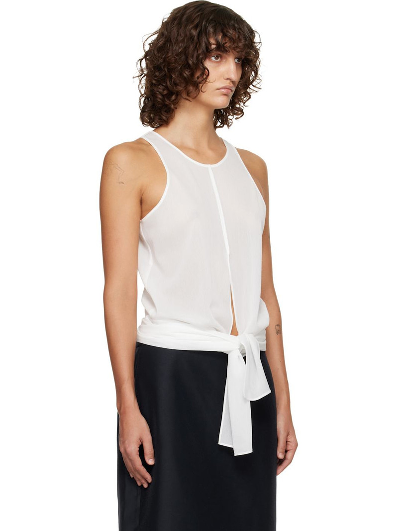 White Self-Tie Sleeveless Tank Top 2