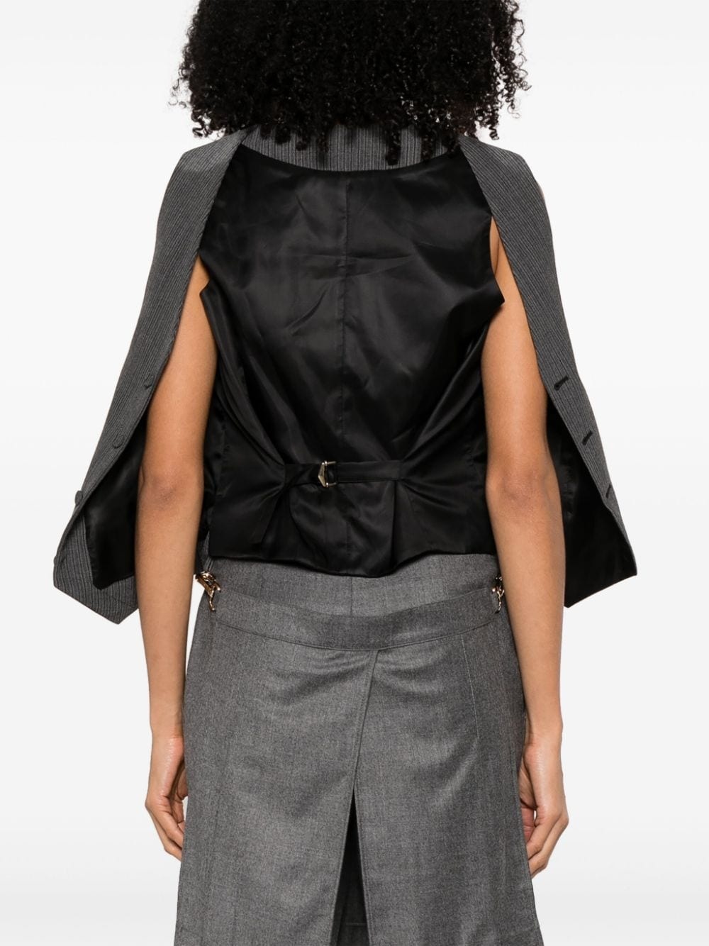 deconstructed pinstripe wool waistcoat - 4