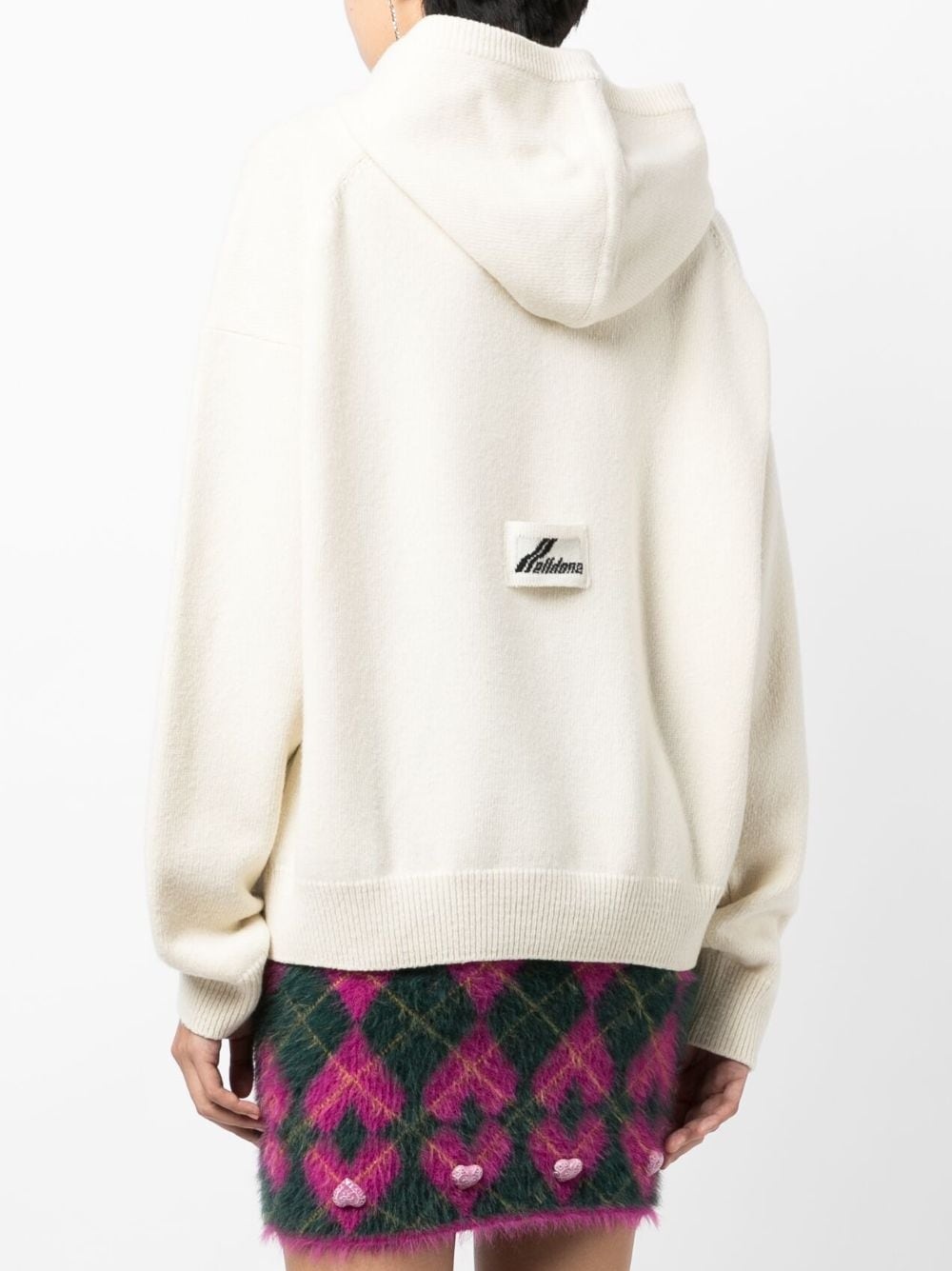 logo-patch wool knitted hoodie - 4