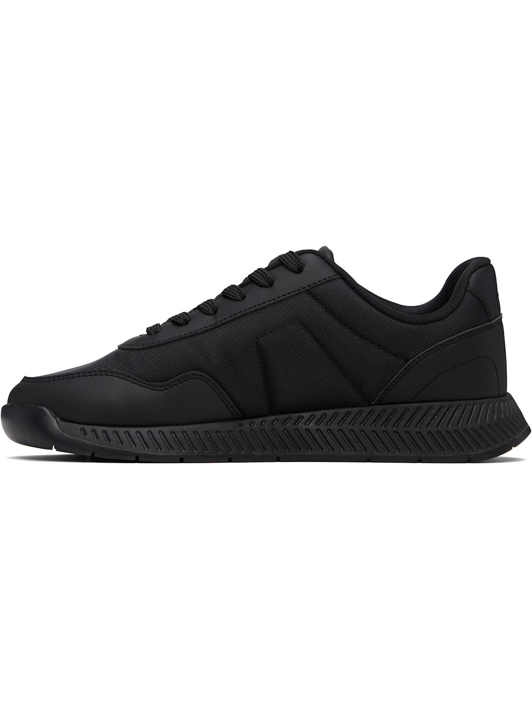 Black Faux-Leather & Mesh Sneakers - 3