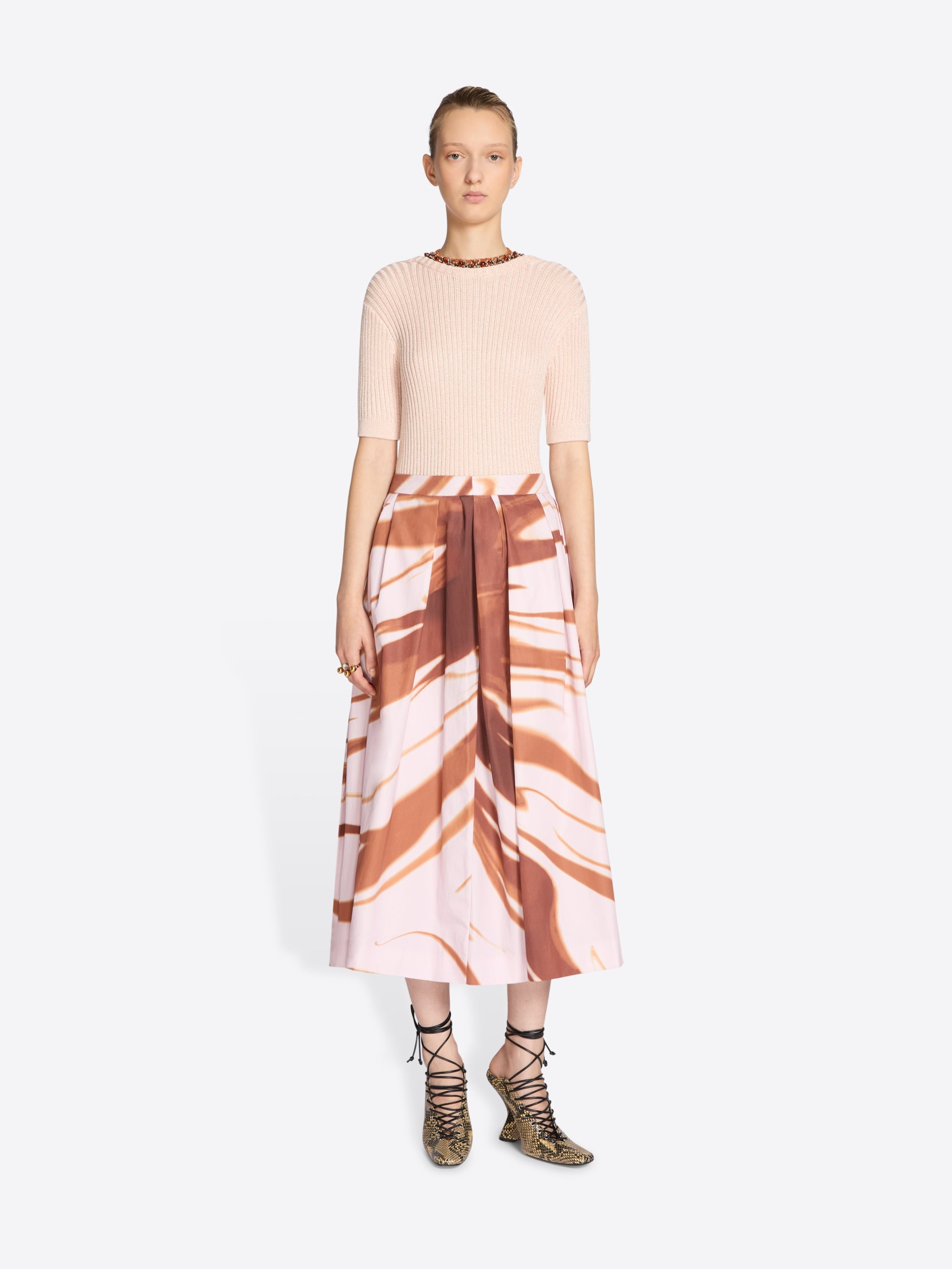 スカート DRIES VAN NOTEN EMBROIDERED COTTON MIDI SKIRT DRIES VAN NOTEN Embroidered silk and mesh midi skirt | NET-A