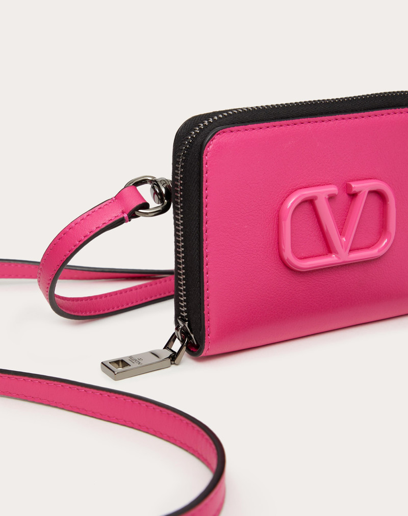 LACQUERED VLOGO SIGNATURE WALLET WITH NECK STRAP 2