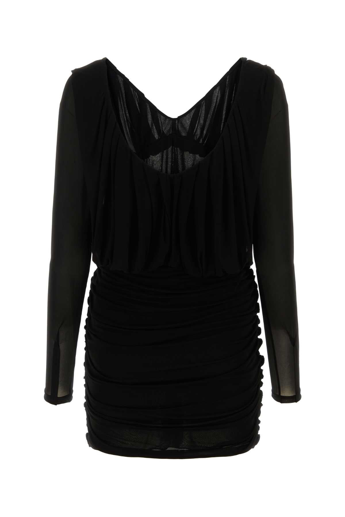 Saint Laurent Women Black Cupro Mini Dress - 2