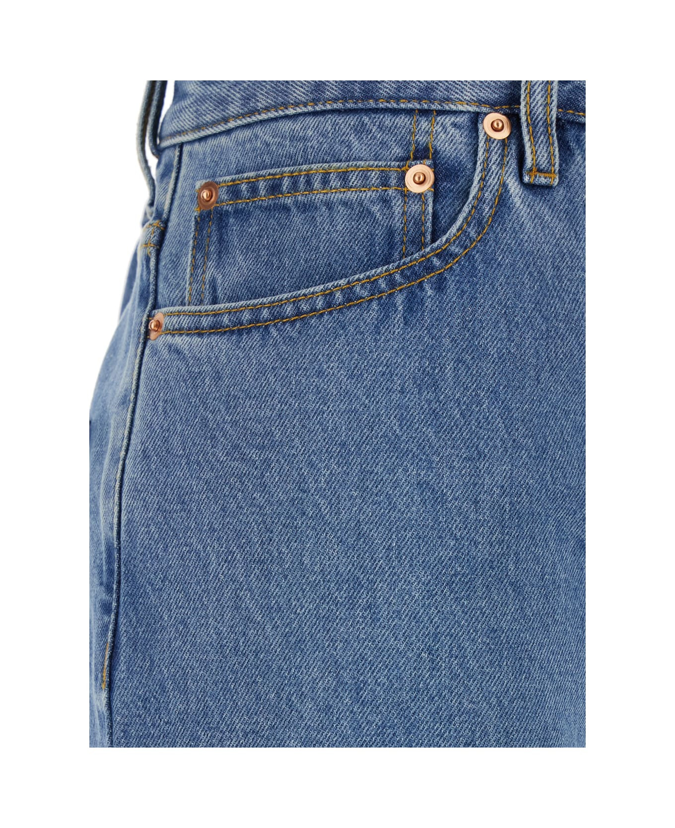 Blue Jeans With Belt Loops And Logo Patch On The Rear In Denim Woman - 3