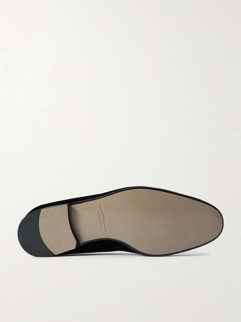 Manolo Blahnik Mario Grosgrain-Trimmed Velvet Loafers outlook