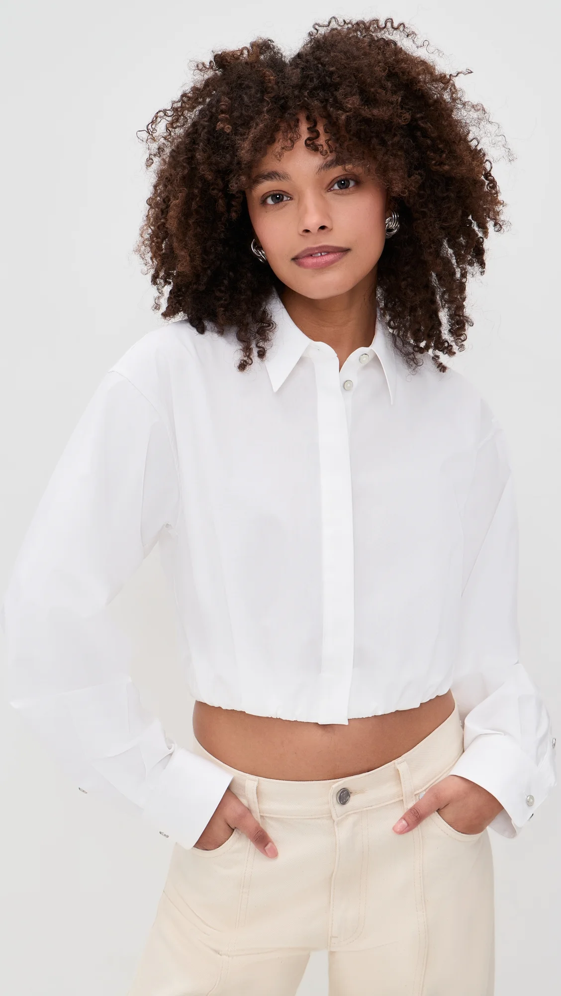 Cropped Gathered Shirt - 1