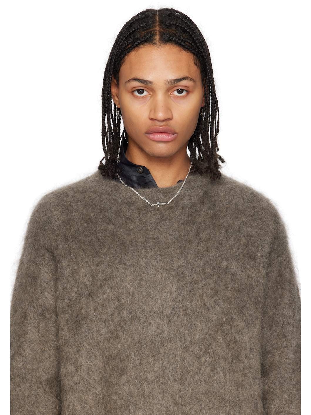 SSENSE Exclusive Silver Gothic Side Cross Necklace - 2