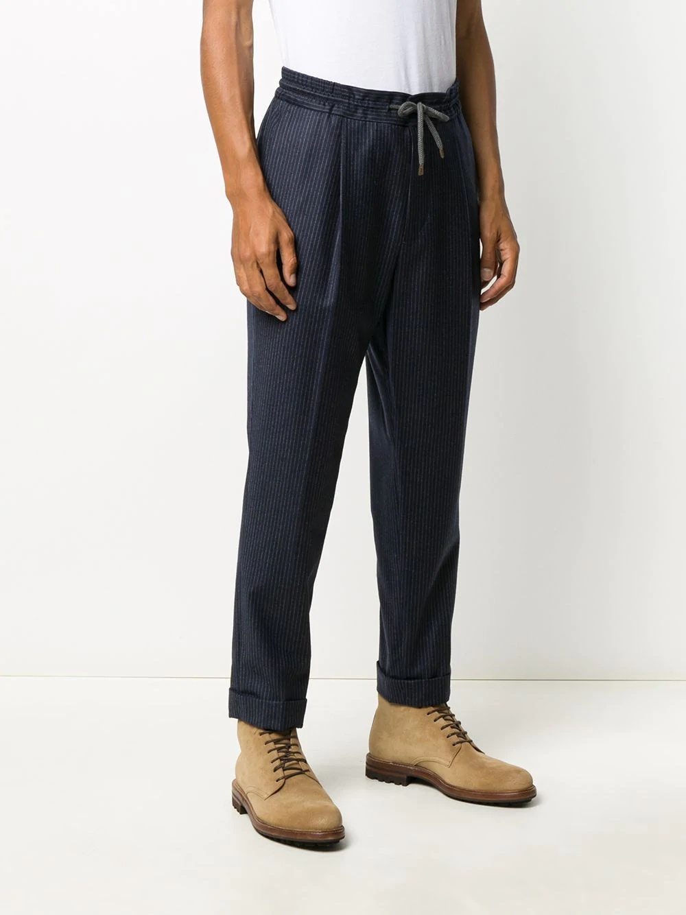 pinstriped tapered trousers - 3