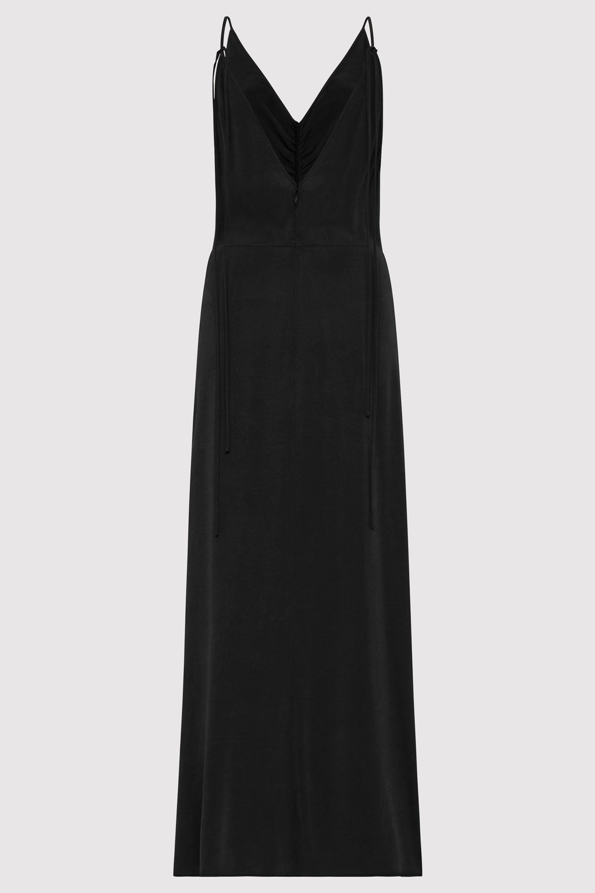 Gathered Tie Dress - Black - 7