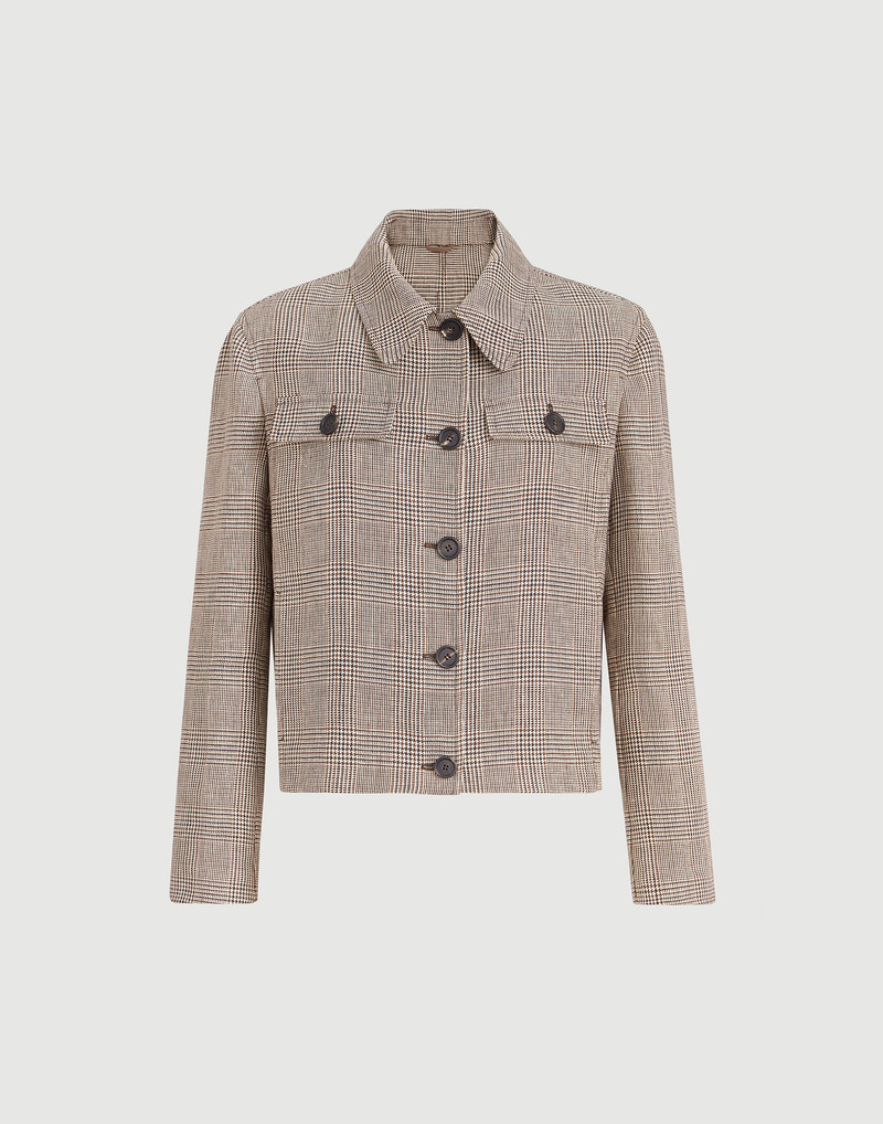 Linen Prince of Wales jacket with monili 1