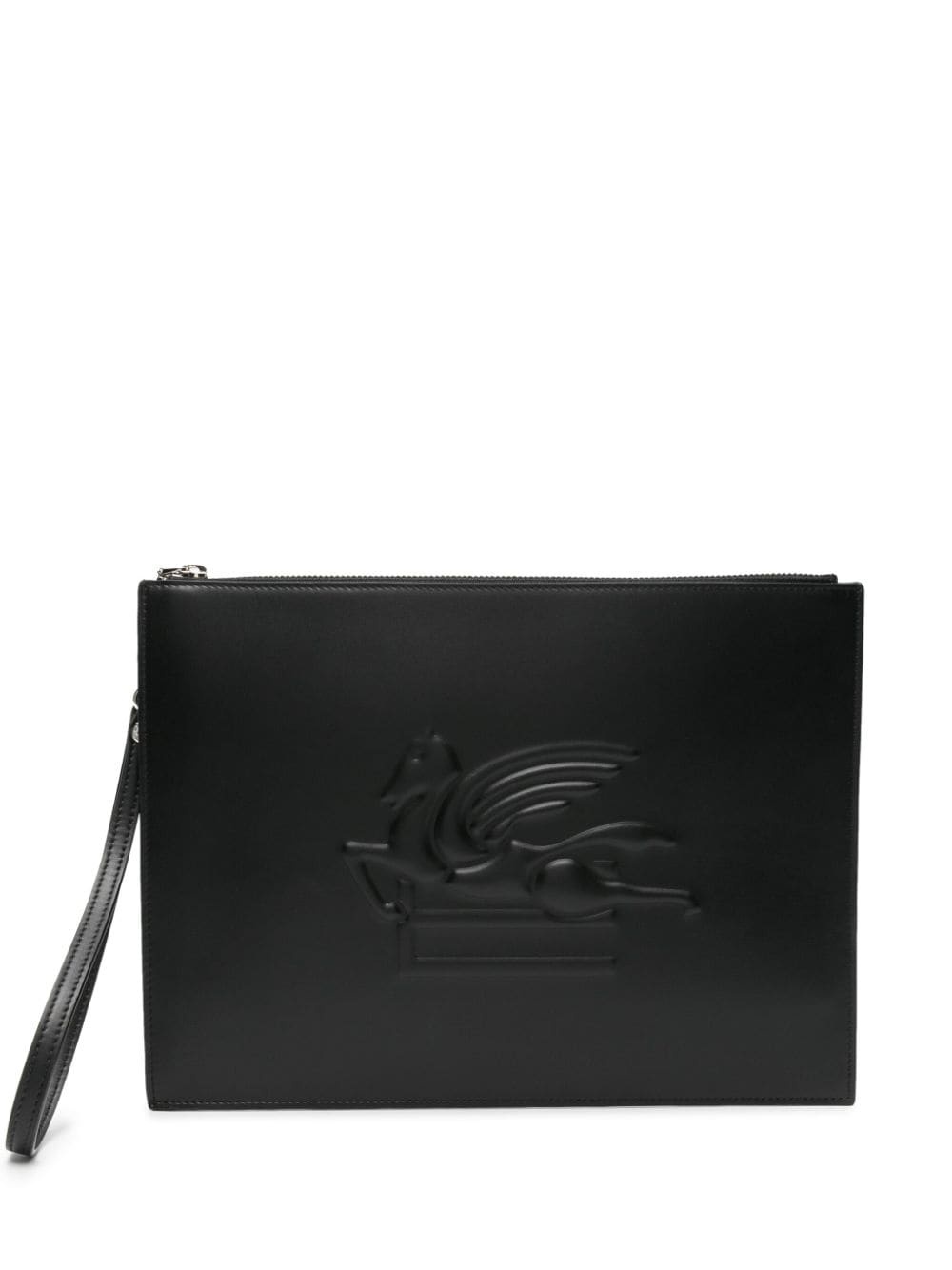 Pegaso-motif leather clutch bag - 1