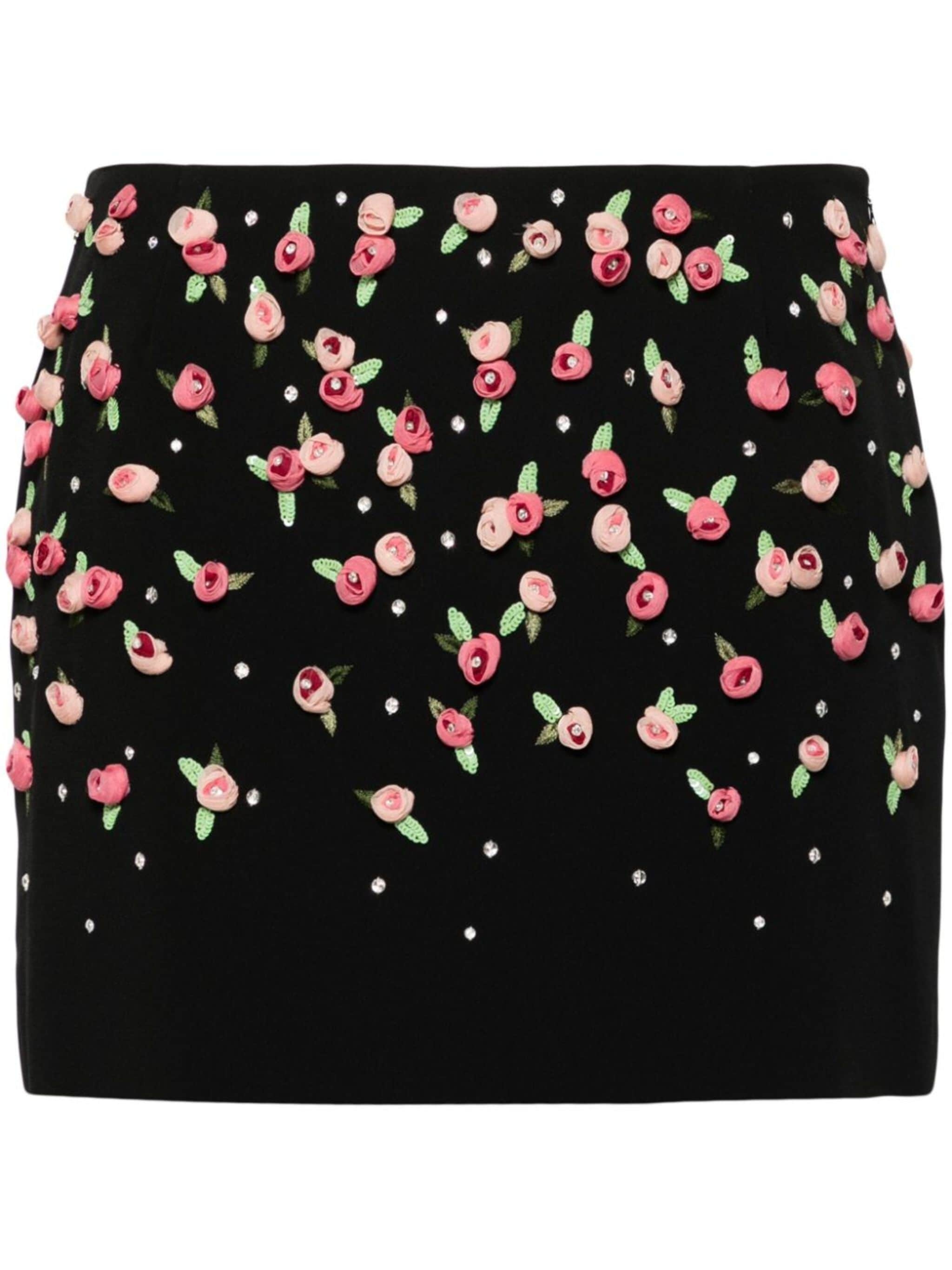 floral-appliqué cady mini skirt - 1