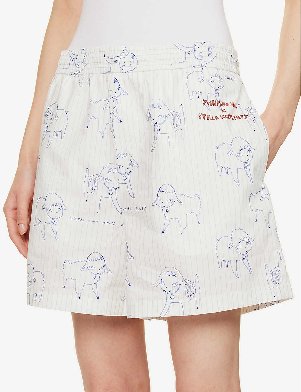 Yoshitomo Nara x Stella McCartney graphic-print cotton-poplin shorts - 5