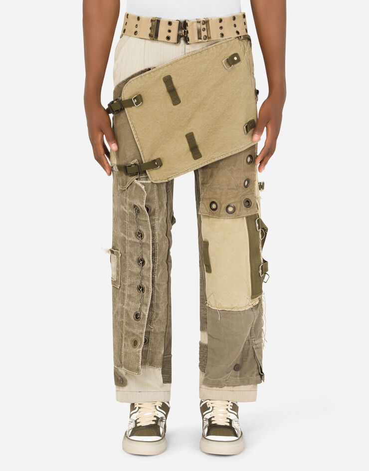 Cargo pants with vintage appliqués - 1