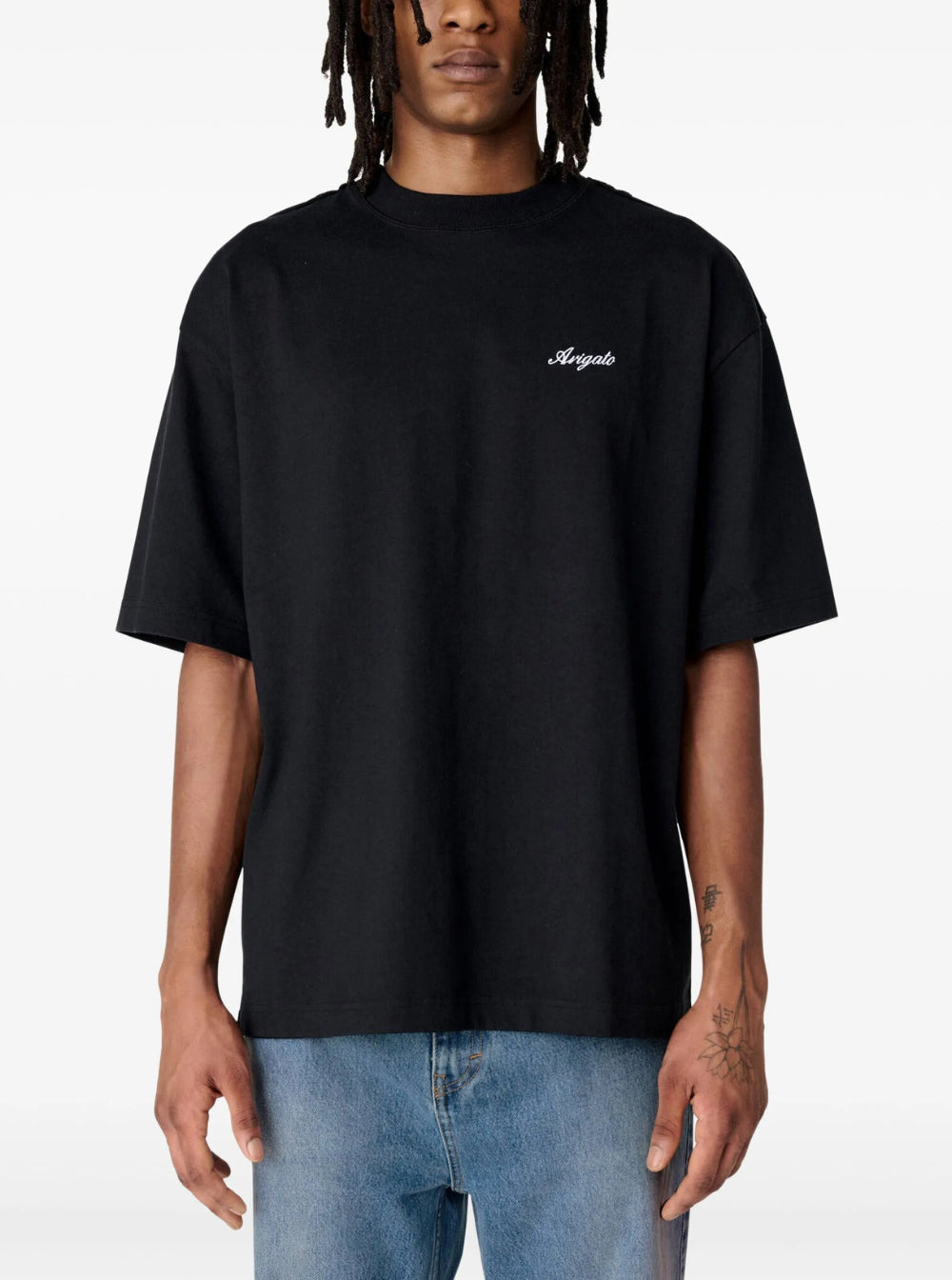 Axel Arigato Men Black T-Shirt With Embroidered Lettering Logo On The Front In Cotton Man - 4