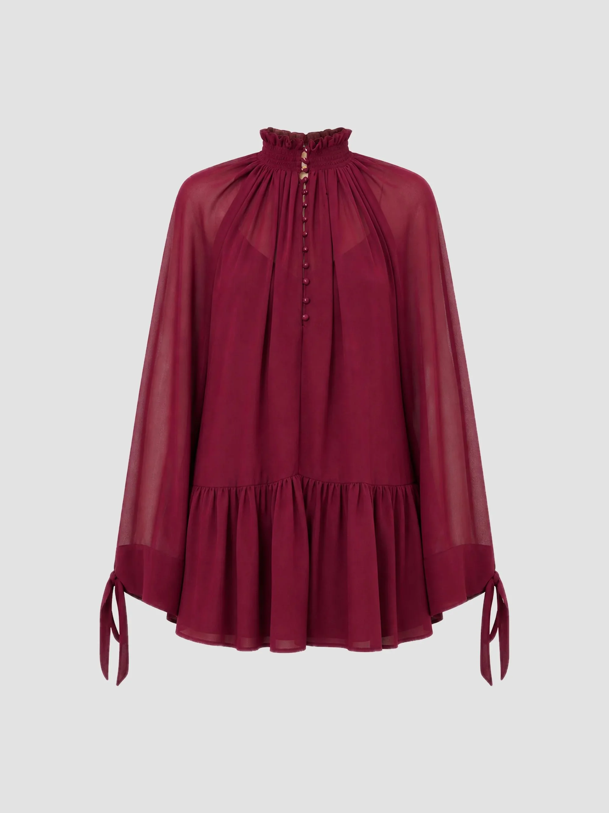 Women's Eliza Scarf-Detail Mini Swing Dress - Plum - 1