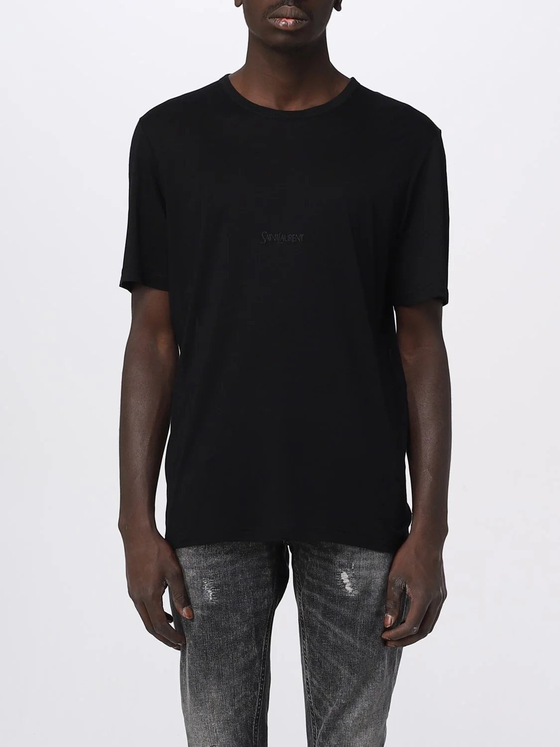 Saint Laurent viscose t-shirt with embroidered logo - 1