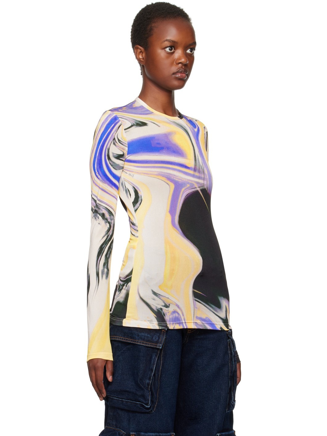 Multicolor Waves Long Sleeve T-Shirt - 4