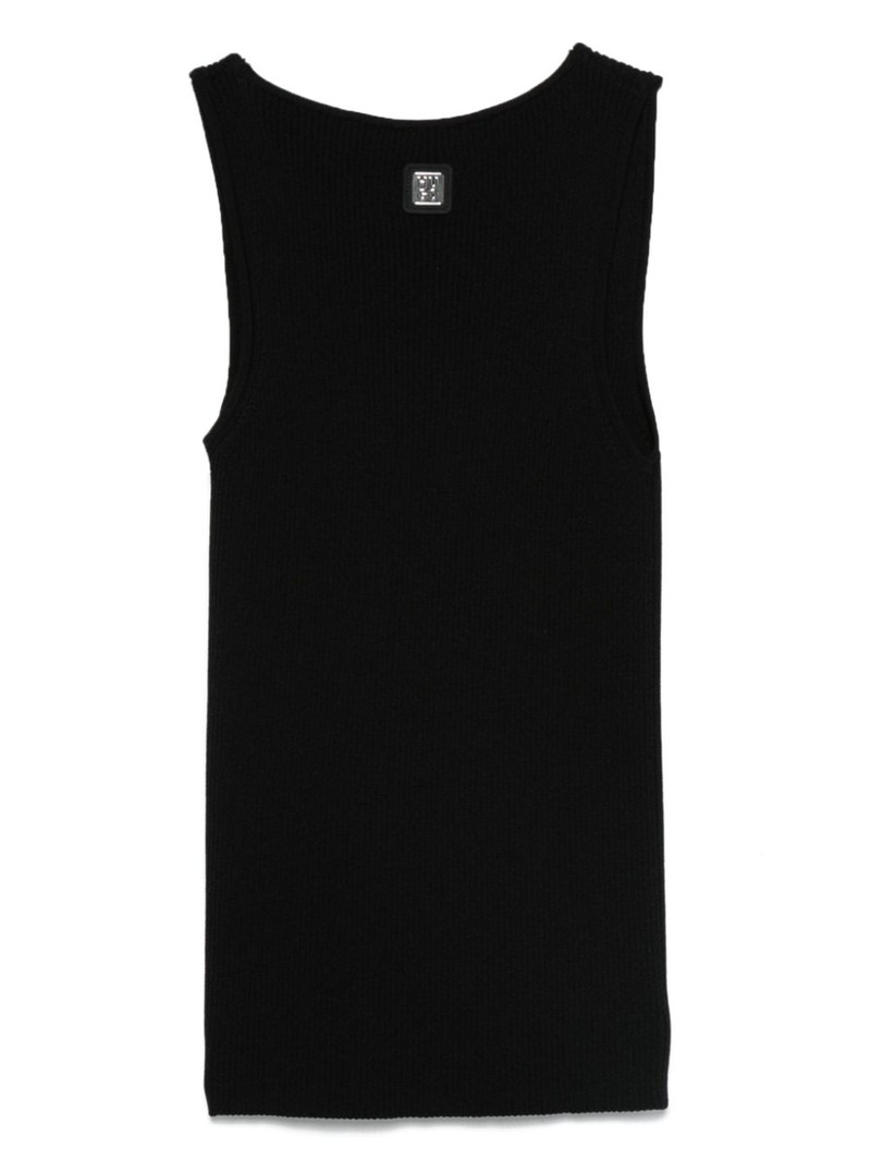HUGO sleeveless asymmetric V-neck knitted top outlook