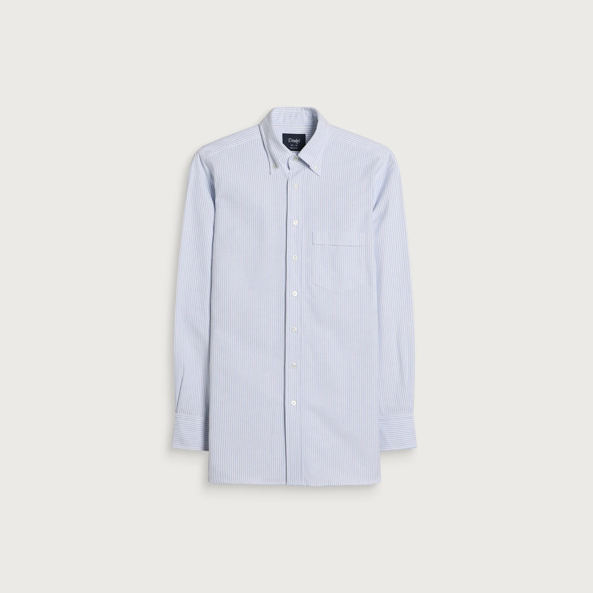 Drake's Ticking Stripe Button Down Oxford Shirt - 1