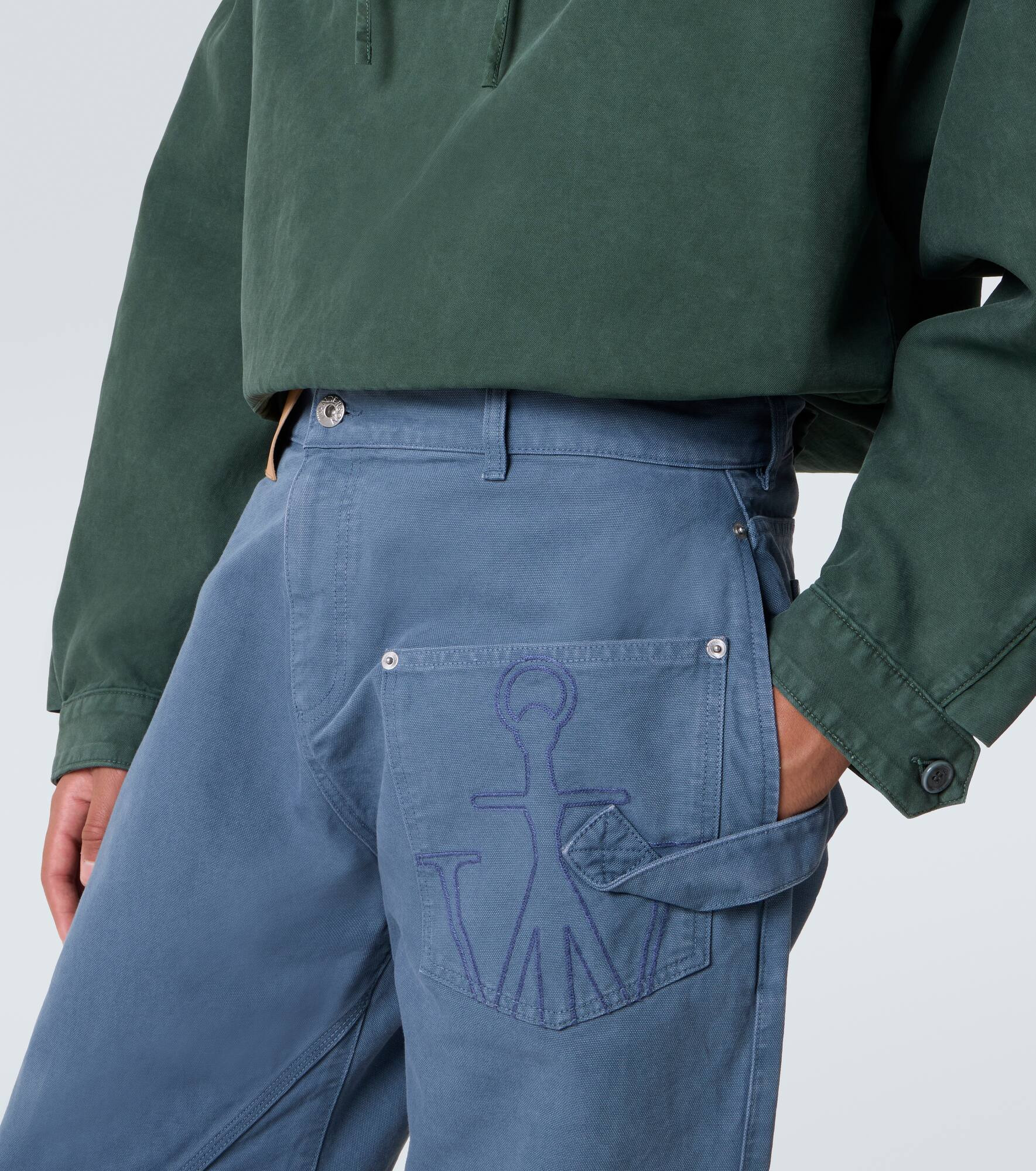 Twisted cotton canvas wide-leg pants - 5
