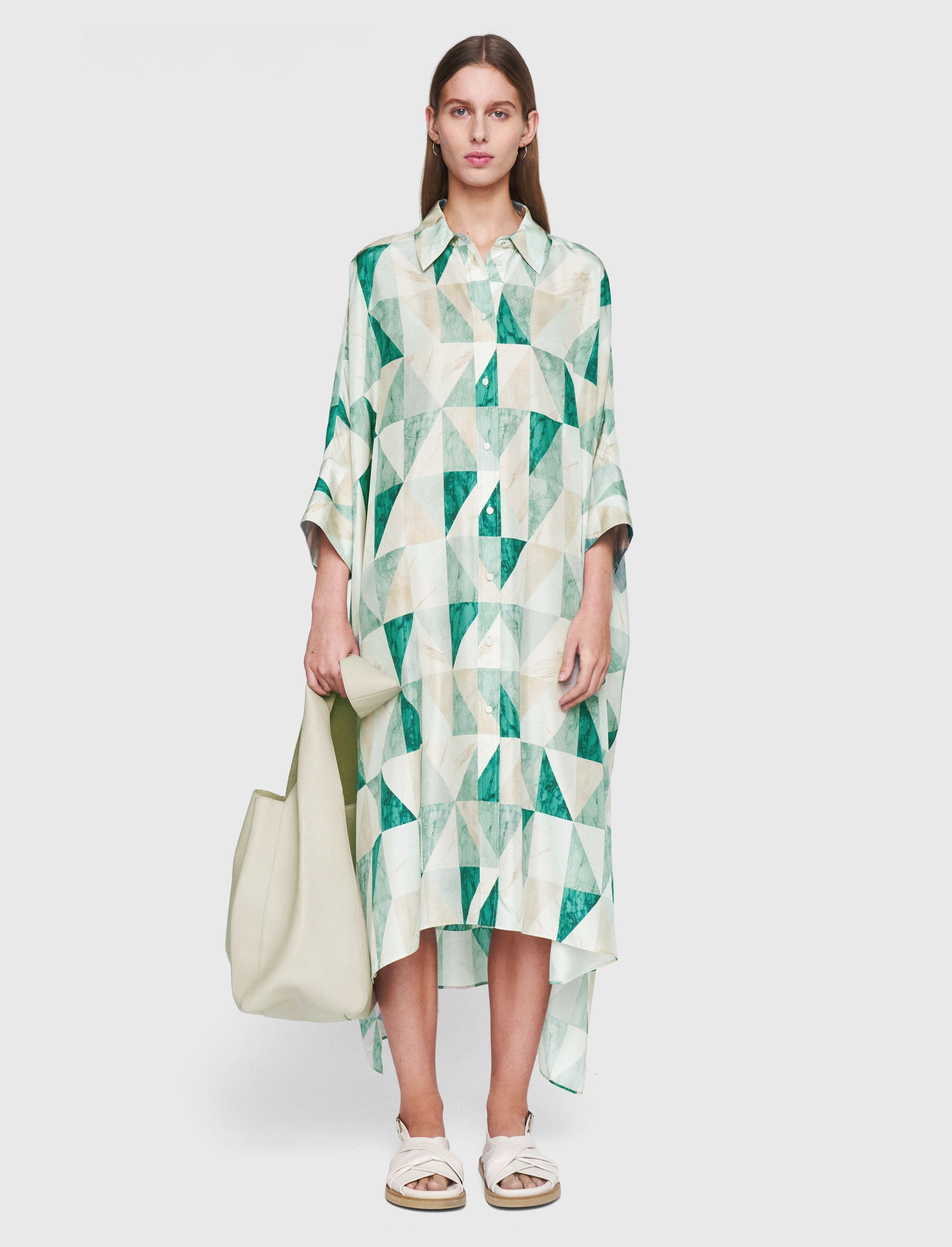 Dania Marble Print Silk Dress - 2