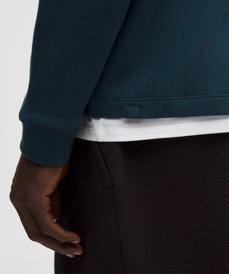 Cotton-Blend Waffle Knit Long-Sleeve Henley 5