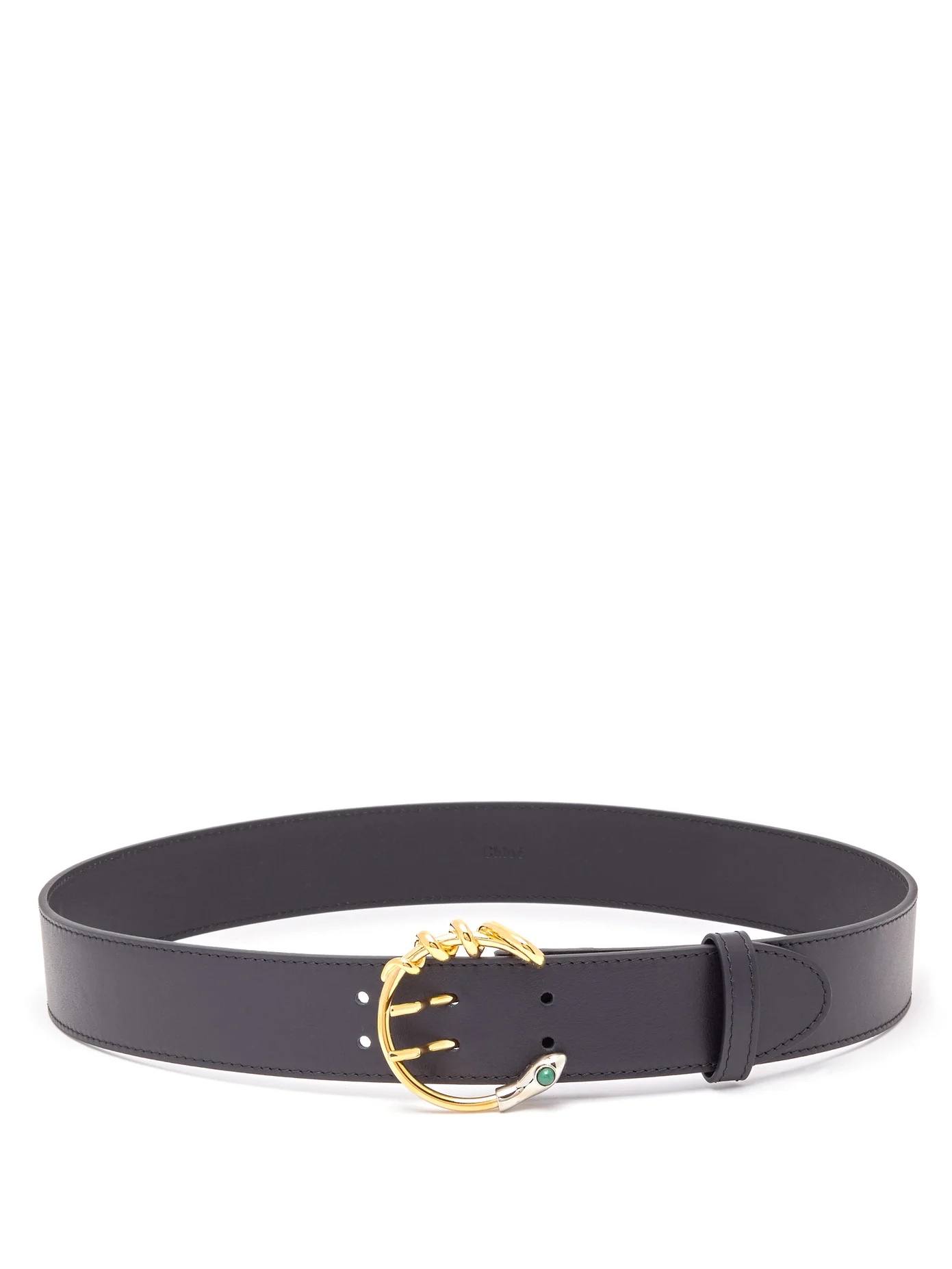 Snake C-buckle leather waist belt - 5