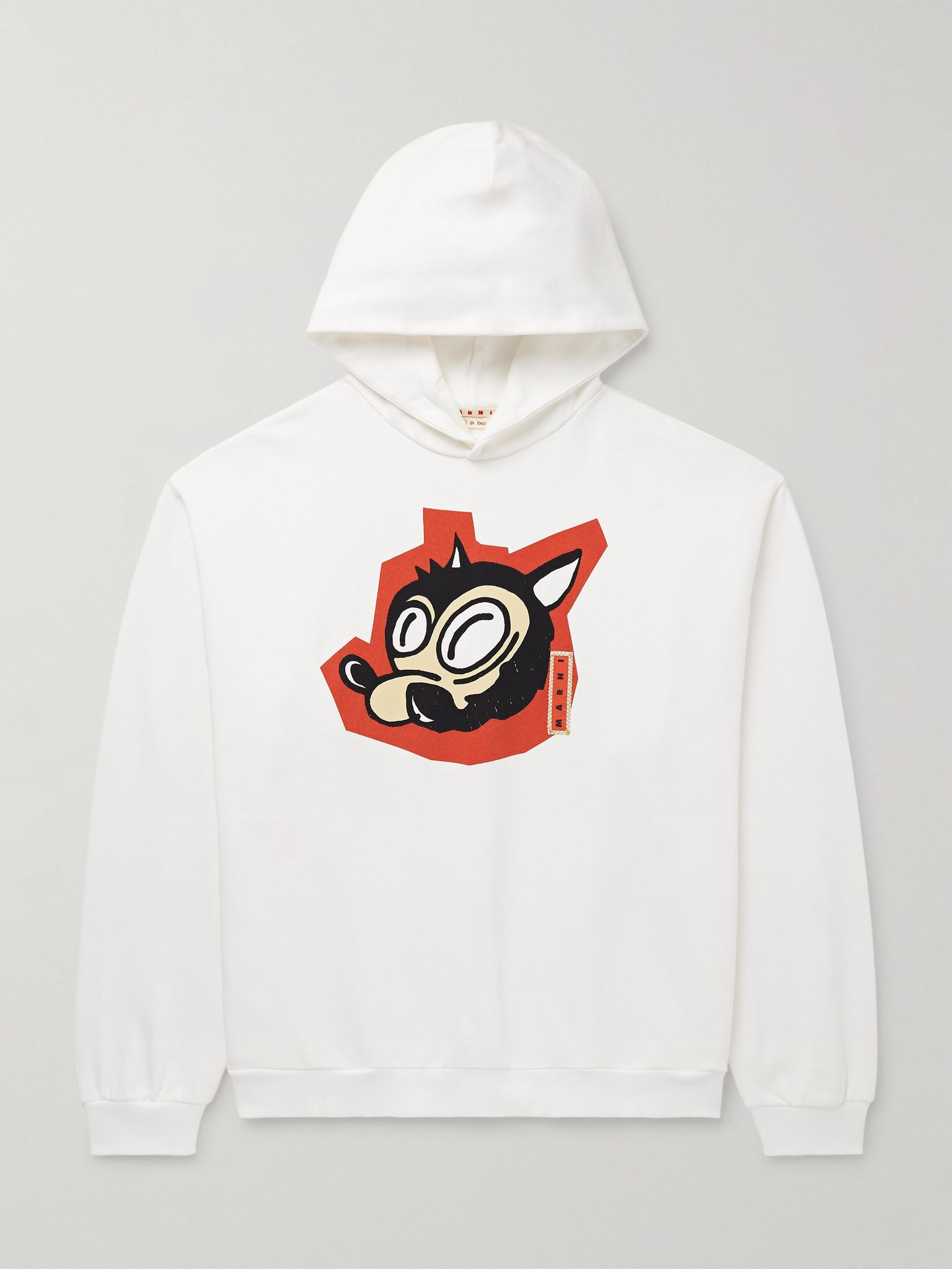 Oversized Logo-Appliquéd Printed Cotton-Jersey Hoodie White - 1