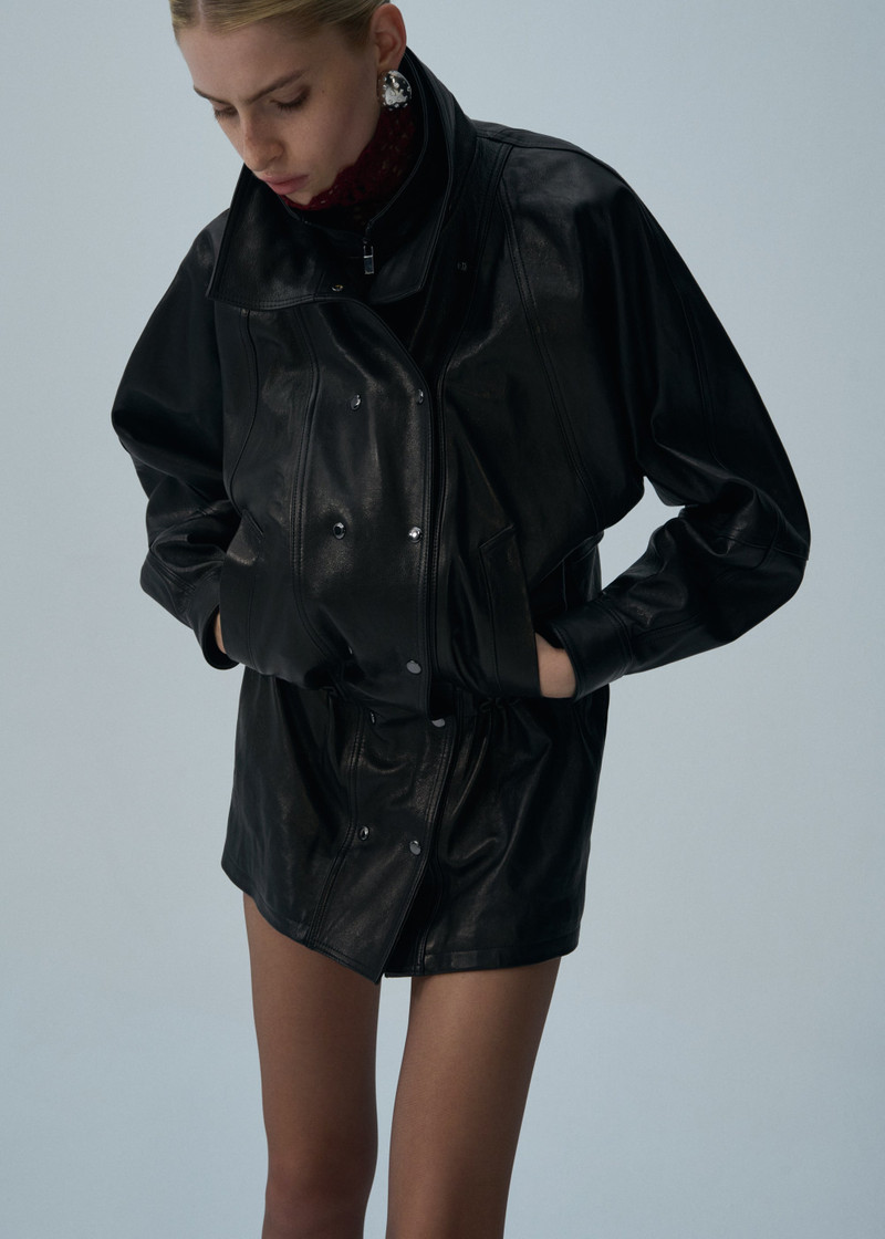 MAGDA BUTRYM Cinched leather jacket in black outlook