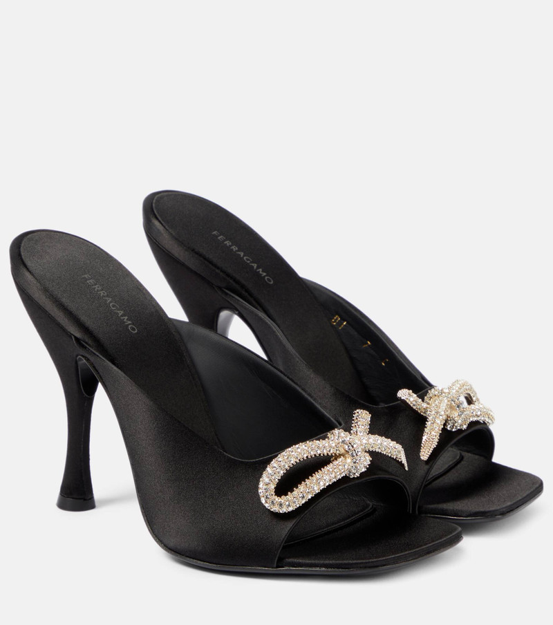 Embellished satin mules - 1