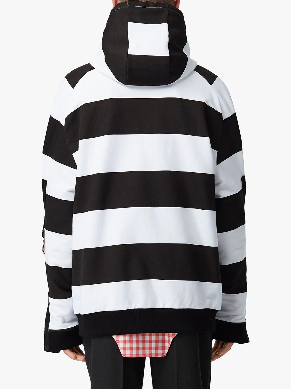 printed logo striped hoodie - 4